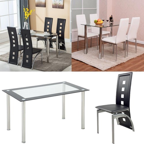 Piece dining set glass table - set,